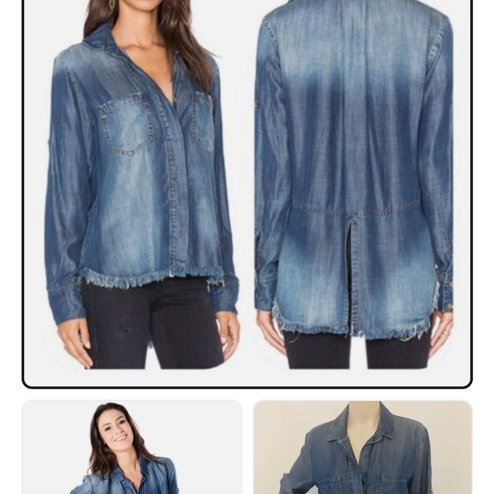 Anthropologie Cloth & Stone Chambray Tencel Button Up Shirt. Size Medium. - Picture 3 of 15